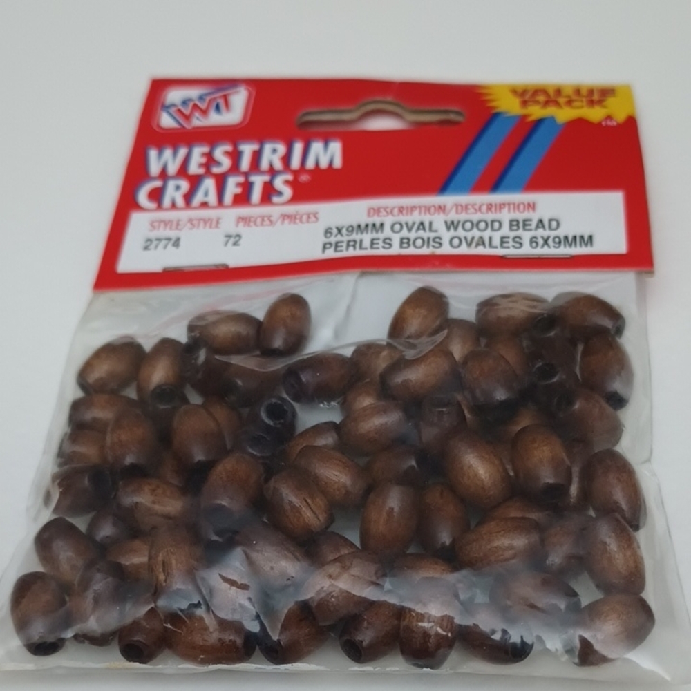 3/$15 72pc 6x9mm Oval Wood Beads Westrim Crafts 2774-ZE-007 048492841367
